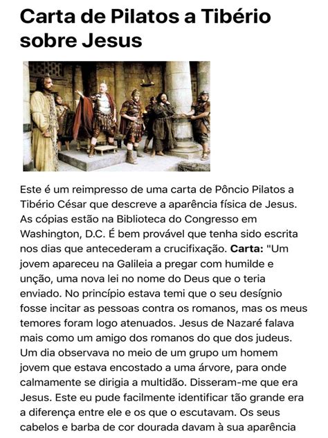 Galeria Estudos BÍblicos Carta De Pilatos A Tibério Sobre Jesus Pdf