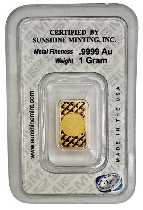 1 Gram Sunshine Minting 9999 Fine Gold Bar In Assay Sealed Ebay