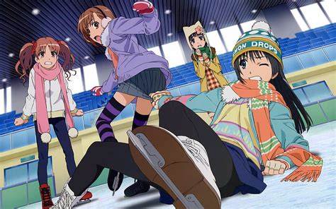 1080p Free Download Group Of Anime Girls Are Ice Skating Ice Skate