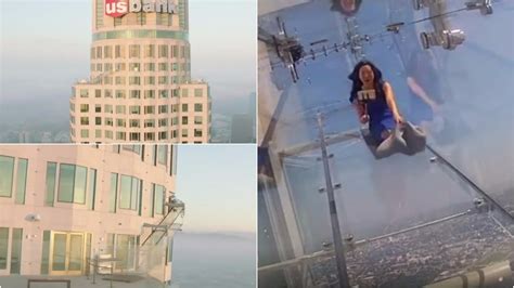 Thrilling Glass Slide Atop Los Angeles Highest Skyscraper Youtube