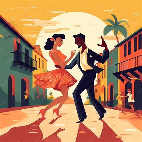 Premium Ai Image An Illustration Of A Man And Woman Dancing In A Street