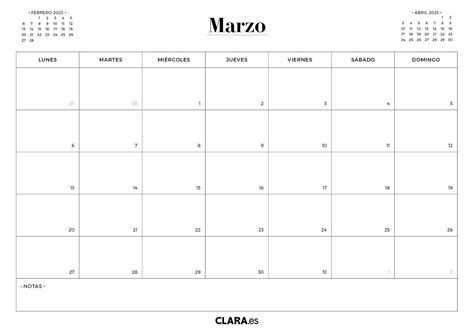 Calendario Marzo 2023 Para Imprimir En  Y Pdf Gratis