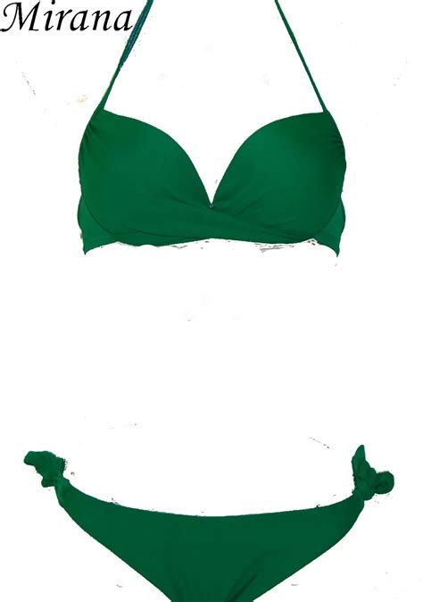 Solid High Waist Swimwear Women 2015 Red Green Sexy Bathing Suit