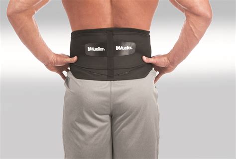 Mueller Lumbar Support Back Brace With Removable Pad Black Regular