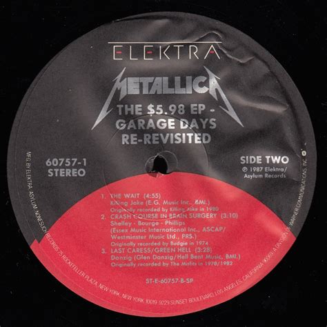 Metallica Garage Days Re Revisited Elektra Usa Ep Mislabel