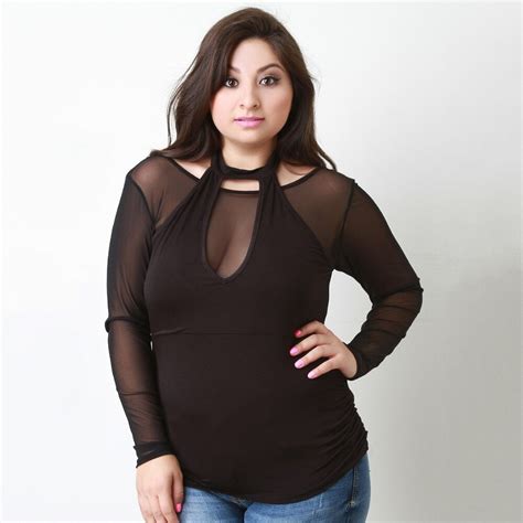 kissmilk 2018 plus size sexy patchwork halter women t shirts semi sheer mesh female clothing big