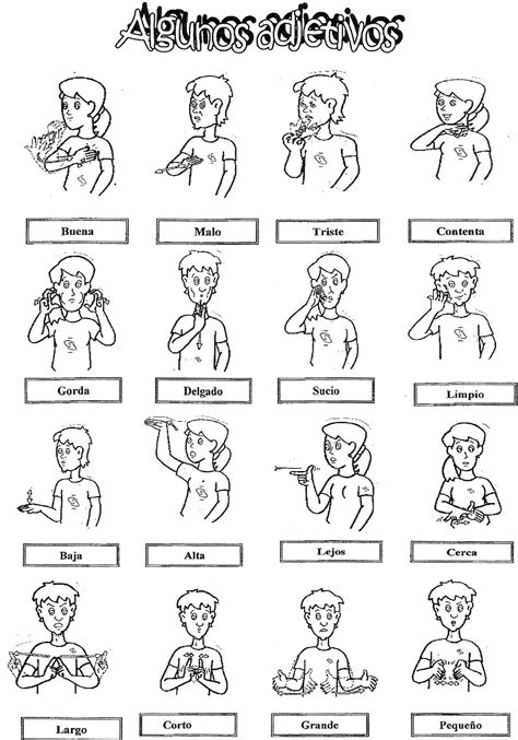 Algunos Adjetivos En Lengua De Signos Dibujos Lenguaje De Señas
