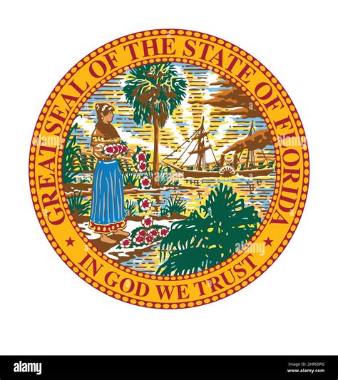 Great Seal Of The State Of Florida Fl Round Circle Accurate Correct