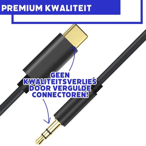 Phreeze Aux Naar Usb C Kabel Gevlochten Audiokabel Met Mm Jack