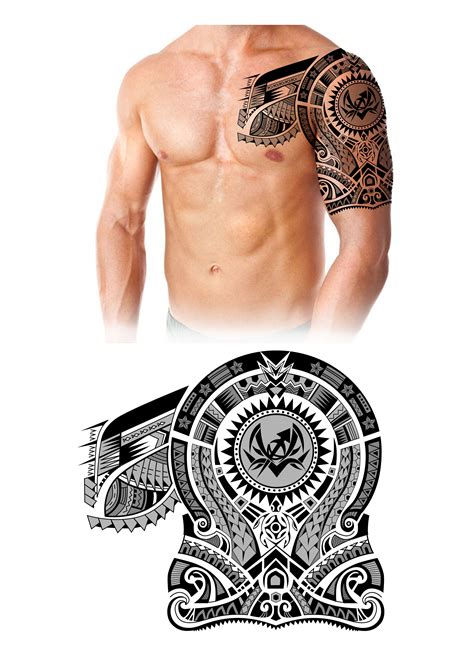 Polynesian Maori Half Sleeve Chest Tattoo Design Designer Andrija Protic Maori Tattoo Chest