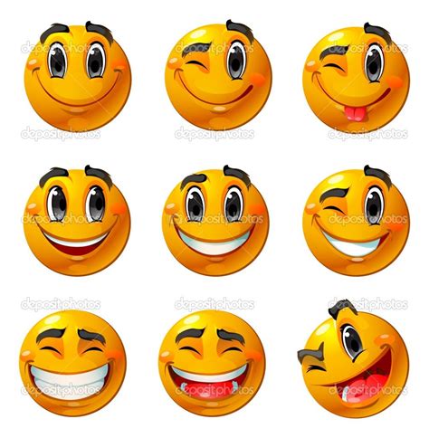Funny Emoticons Laughing Faces — Yellow Funny Smileys Big Eyes