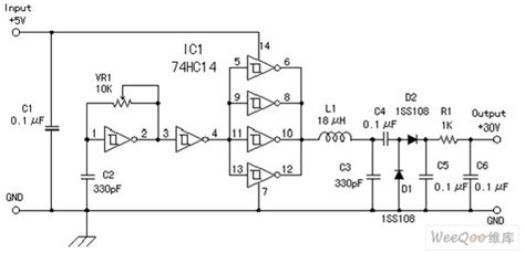 门电路组成的5v转30v升压电源电路图 其他电源电路 维库电子市场网