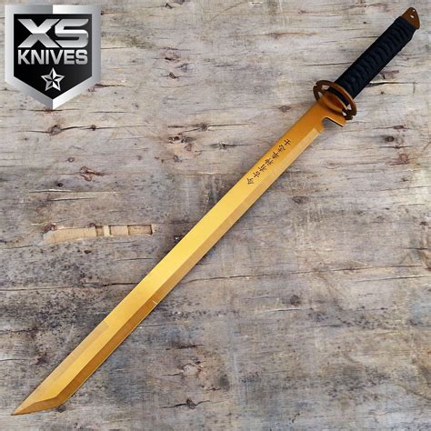 27 Gold Full Tang Blade Machete Tactical Katana Ninja Sword Wsheath