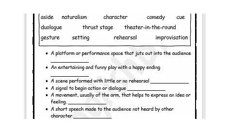 Theater Vocabulary Worksheet - EnglishBix