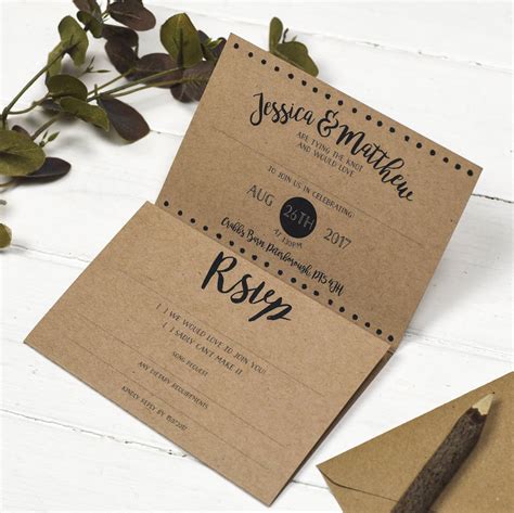 Brush Lettered Folded Wedding Invitation By Russet And Gray
