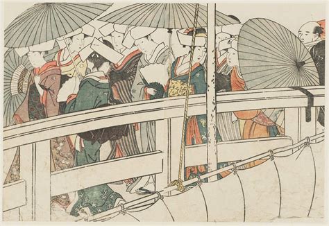 Kitagawa Utamaro Crossing A Bridge In Summer From Vol 1 Of The Book