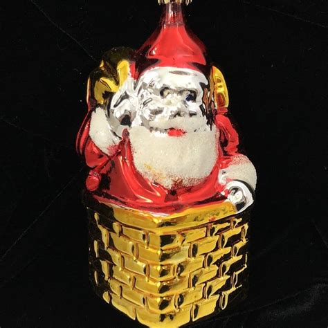 Santa Chimney West Germany Vintage Christmas Ornament Blown Mercury Glass Gold EBay Vintage