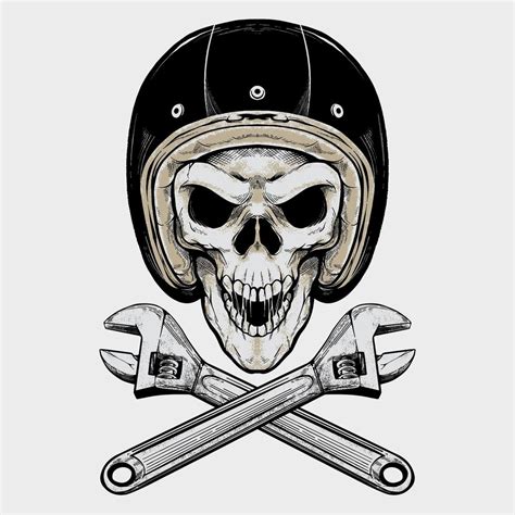 Vintage Biker Skull And Wrenches 1222828 Vector Art At Vecteezy