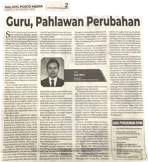 Guru Pahlawan Perubahan Malang Posco Media Umm Dalam Berita Koran