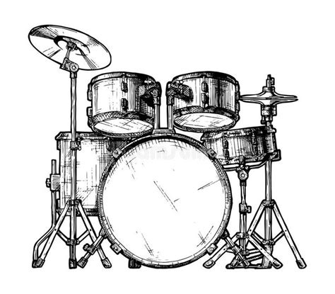 Illustration Of Drum Kit Vector Hand Drawn Illustration Of Drum Kit