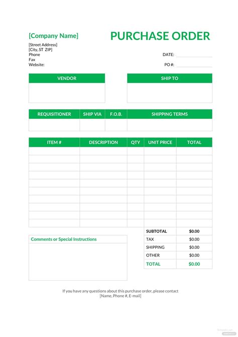 Blank Purchase Order Template In Microsoft Word Excel Pdf Apple