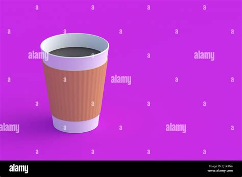 Disposable Paper Coffee Cups With Sleeve Copy Space 3d Render Stock