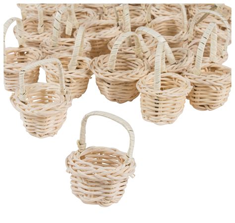 Mini Baskets 24 Pack Miniature Woven Baskets With Handles
