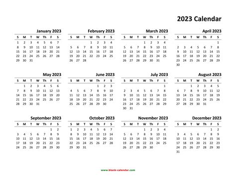 2023 Yearly Calendar Free Printable Free Printable Templates