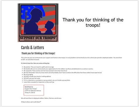 Support Our Us Troops By Writing Letters Of Encouragement And Thank