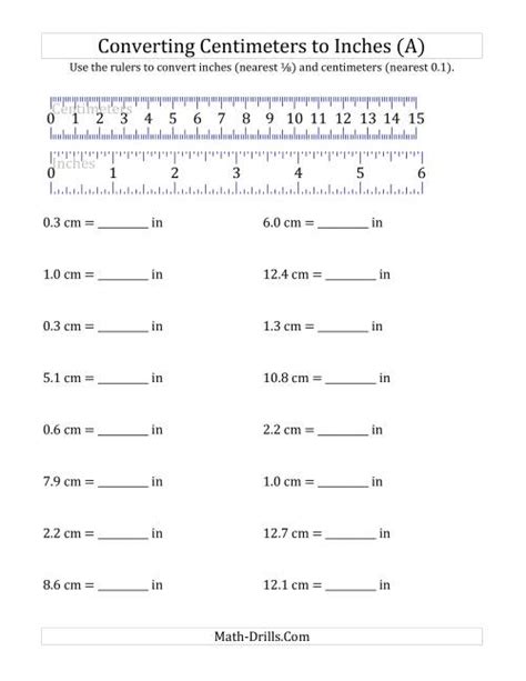 Converting Centimeters To Inches With A Ruler A