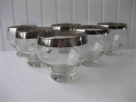 Vintage Silver Trimmed Bar Glasses Set Of Six Etsy Bar Glasses Vintage Silver Vintage