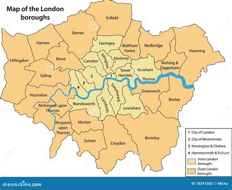 Map Of The London Boroughs Stock Photography Image 10241562