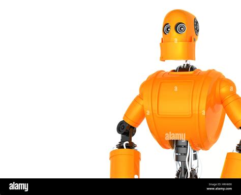 Standing Orange Robot Isolated On White Background Stock Photo Alamy