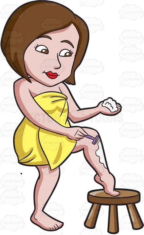 A Woman Shaving Her Legs Using A Razor And Cream • Vector Graphics