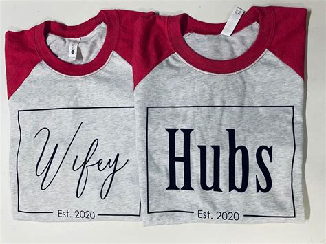 wifey and hubs est matching tees couples shirt wedding t etsy