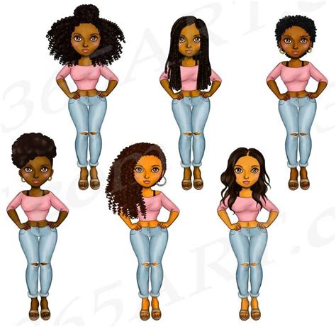 Casual Day Clipart Natural Hair Black Girl Clipart Fashion Etsy In