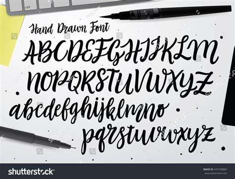 Handwritten Script Font Hand Drawn Brush Stock Vector
