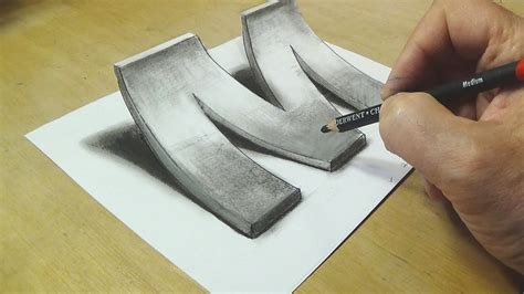 Click or tap to draw. How to Draw 3D Letter M - Drawing with pencil - By Vamos ...