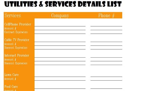 Let us go through them. Utilities and Services Detail List - My Excel Templates