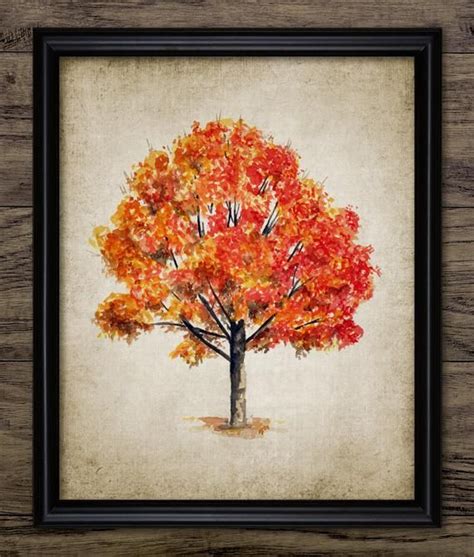 Maple Tree Watercolor Painting Printable Maple Tree Painting Etsy