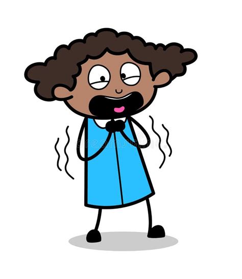Screaming In Fear Retro Black Office Girl Cartoon Vector Illustration