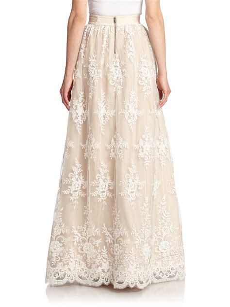 Lyst Alice Olivia Carter Lace Overlay Maxi Skirt In White