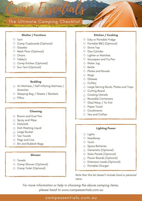 Printable Family Camping Checklist
