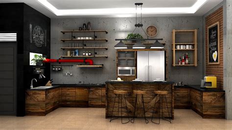 Untuk membuat kitchen set murah sebenarnya tidak terlalu sulit kok, asal kita paham bagaimana caranya. Desain Interior Kitchen Set Industrial | Gumilar Reka ...