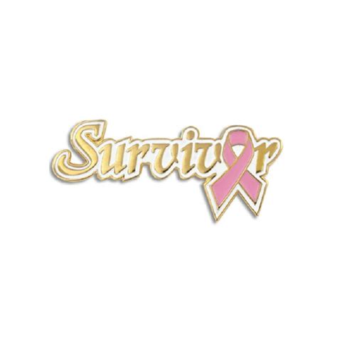 Pinmart Breast Cancer Survivor Pink Awareness Ribbon Enamel Lapel Pin