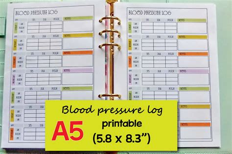 Blood Pressure Log Printable Blood Pressure Tracker Pulse Etsy