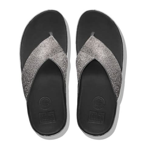New Wmns Fitflop Crystall Silver Thong Sandal Size 5 Ebay
