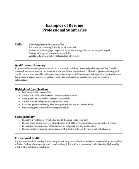 🏆 Best Professional Summary Professional Resume Summary Examples 25