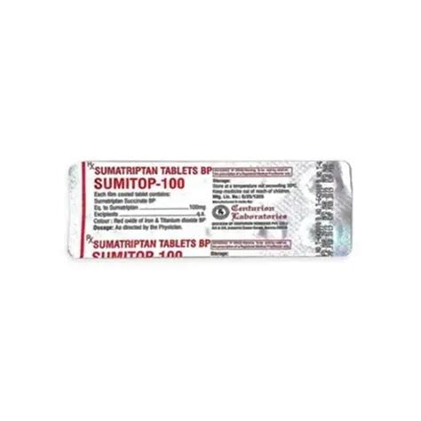 Sumitop 100 Mg Sumatriptan 100 Mg Tablets Online At Best Price