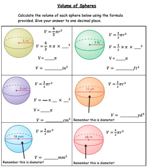 Volume Of Spheres Scaffolded Worksheet Teaching Resources